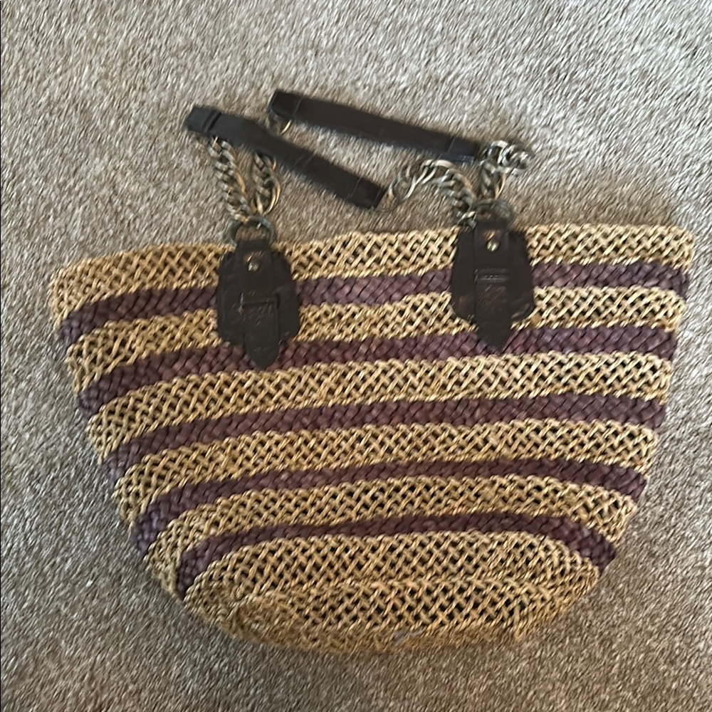 The Limited Tan and Brown Woven Tote Bag